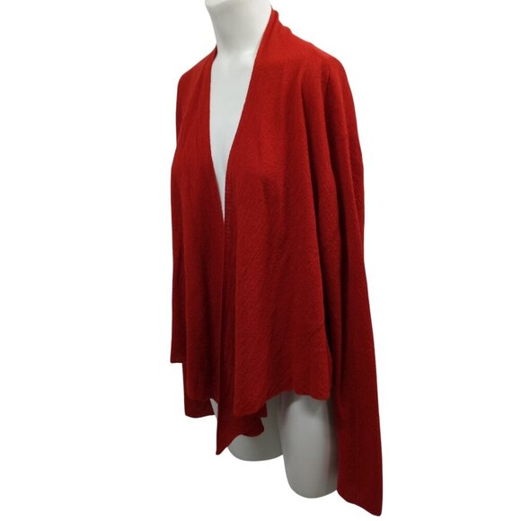 Eileen Fisher 100% Wool Open Front Waterfall Cardigan Size XL Orange Lightweight - Picture 5 of 11